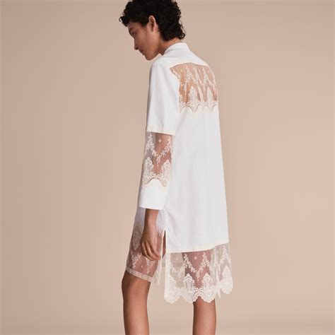 burberry lace cutwork cotton shirt dress|Burberry Shirt Dresses for Women .